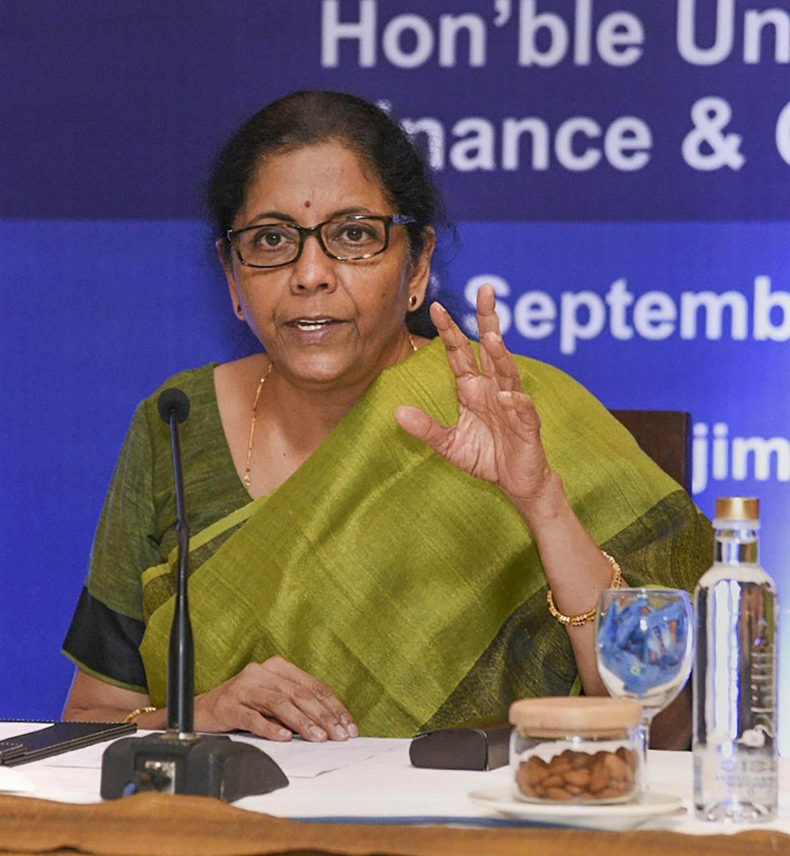 Finance Minister Nirmala Sitharaman addresses a press conference ahead of the 37th meeting of the GST Council, in Panaji on Friday. PTI