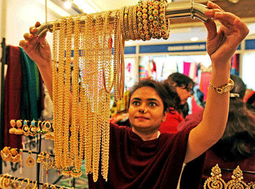 Gold in New York, which normally determines price trend on the domestic front, climbed 1.07 per cent to USD 1,119.70 an ounce in New York in yesterday's trade. PTI File Photo.