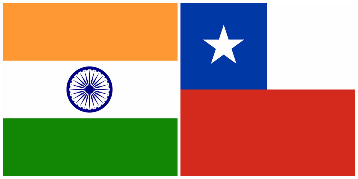 India and Chile flag. (Photos by Wikimedia Commons)