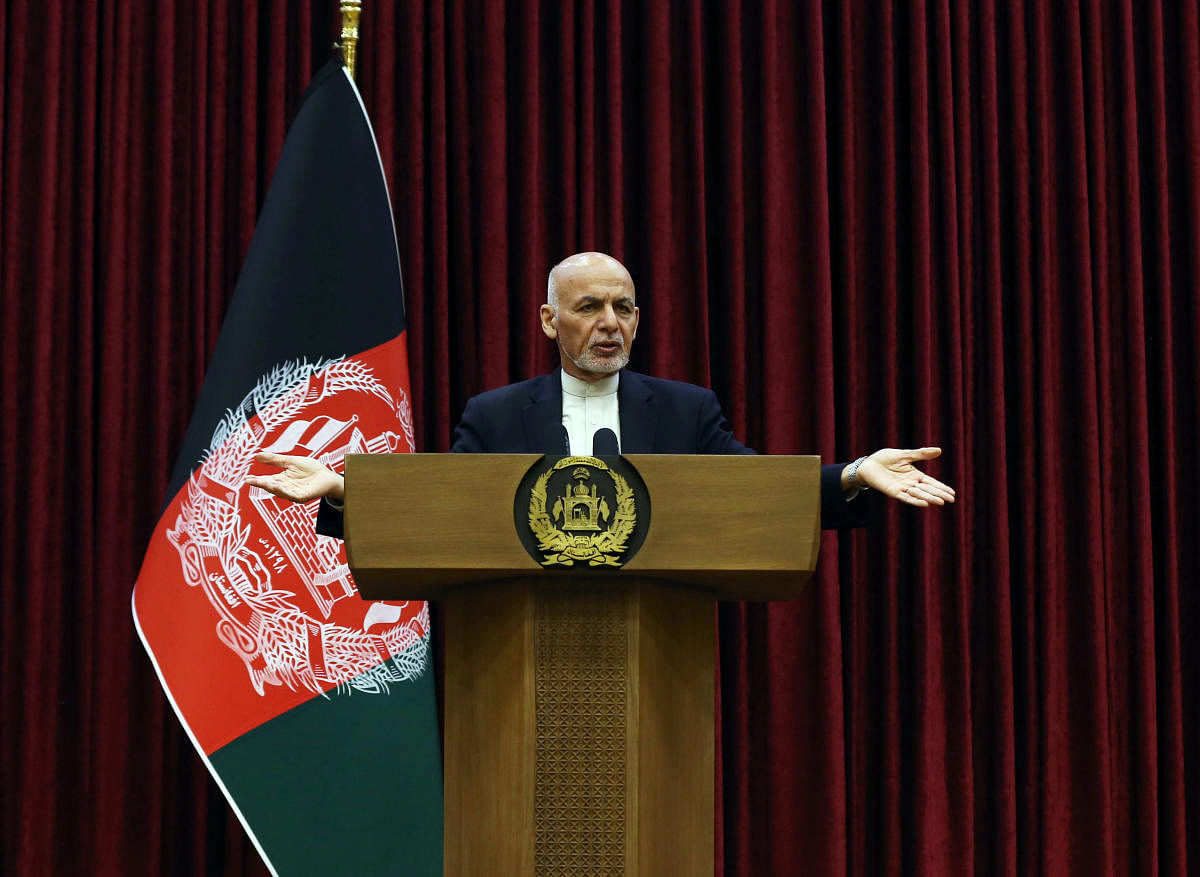 Afghanistan's President Ashraf Ghani speaks during a news conference in Kabul. Reuters