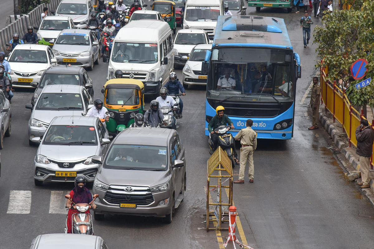 he Bangalore Metropolitan Transportation Corporation (BMTC) is pushing for its implementation in the hope that eventually, it would also benefit from more commuters. (Photo by S K Dinesh)