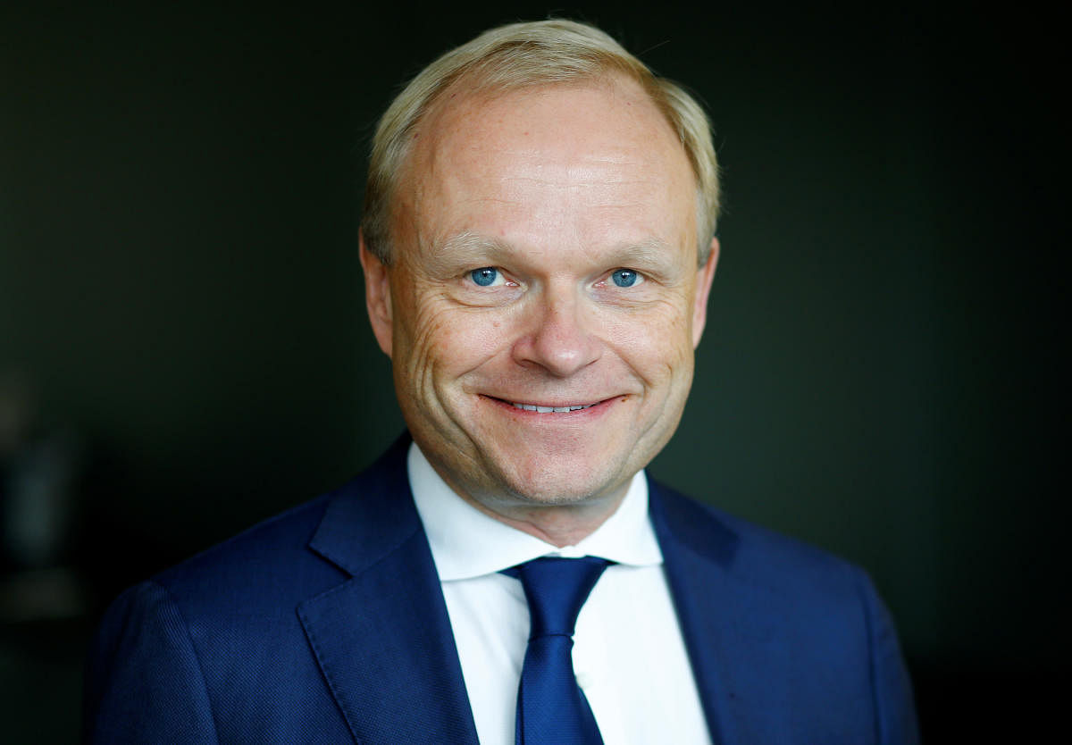 File Photo--Pekka Lundmark, President and CEO of Finnish utility company Fortum, poses after a news conference announcing that Fortum is set to gain control of Germany's Uniper by acquiring the stakes of activist funds Elliott and Knight Vinke in Duesseld