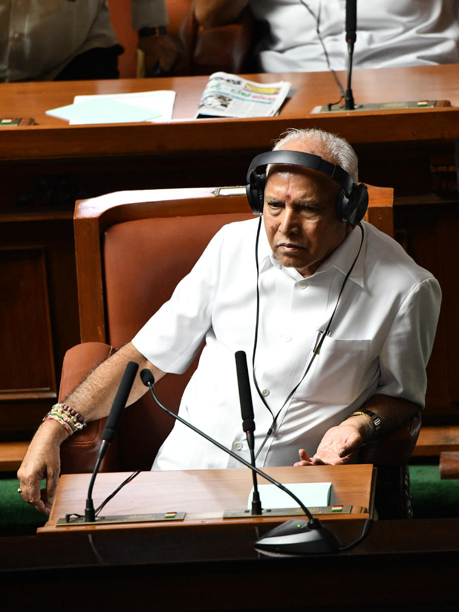 B S Yediyurappa in the Assembly. DH Photo