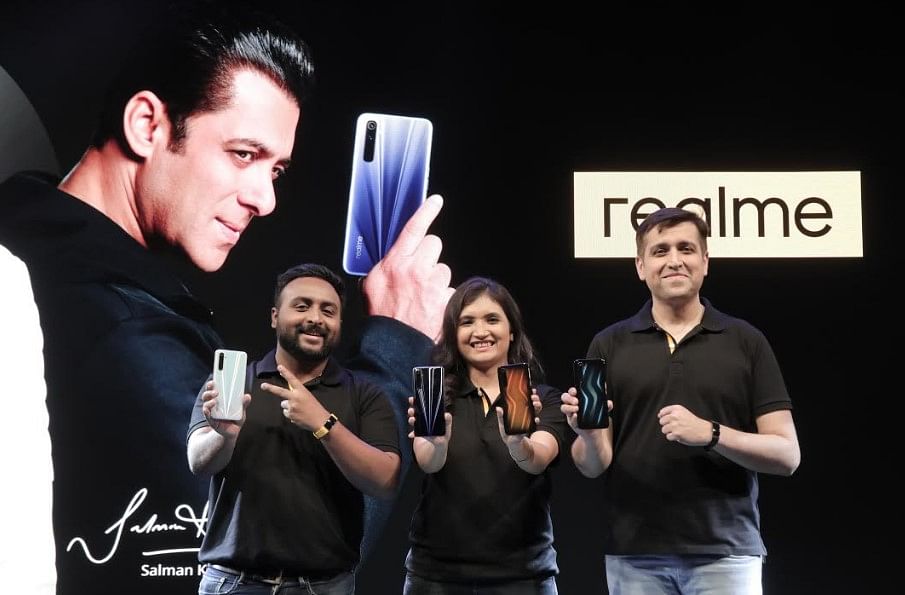 [From left to right] Sree Hari-Product Manager, realme India, Nidhi Bhatia-Product Manager, realme India and Madhav Sheth -Vice President, realme and CEO, realme India launching Realme 6 series in India on March 5, 2020