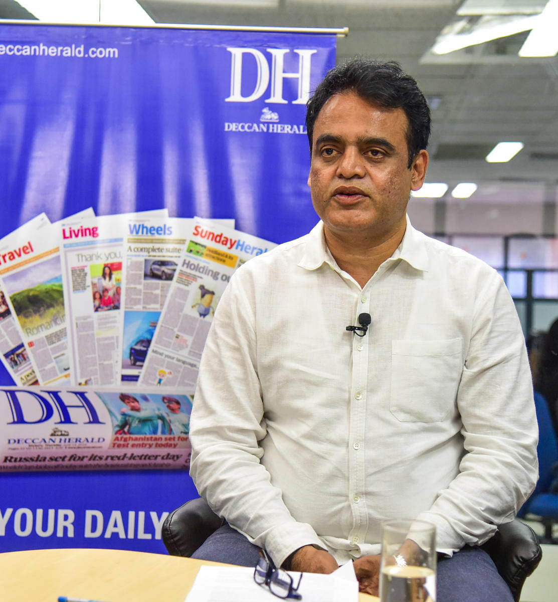 Deputy Chief Minister C N Ashwath Narayan at a Facebook live session in DH office on Thursday.