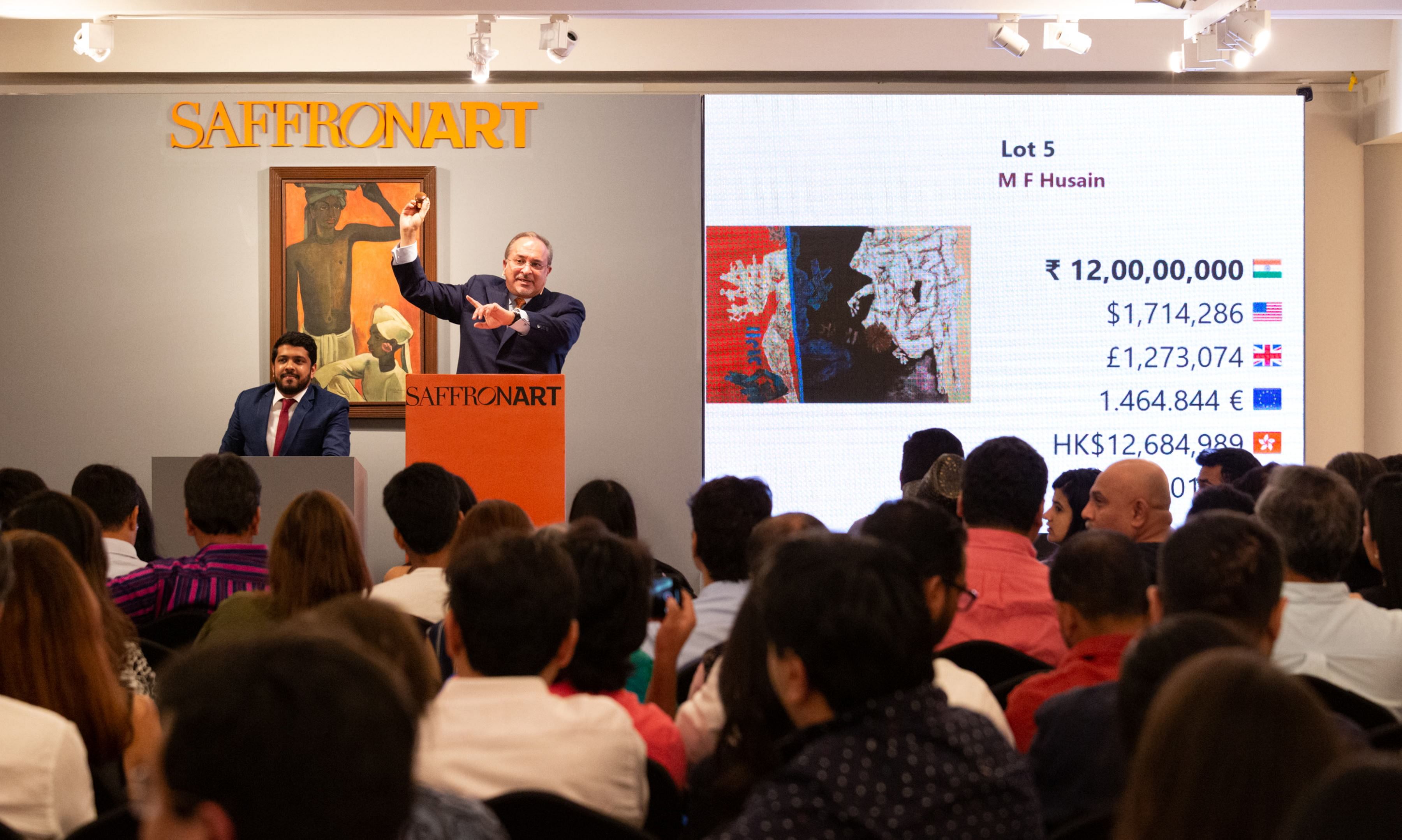 Saffronart officials conduct an auction on behalf of Enforcement Directorate, in Mumbai, on Thursday, March 5, 2020. (Credit: PTI)