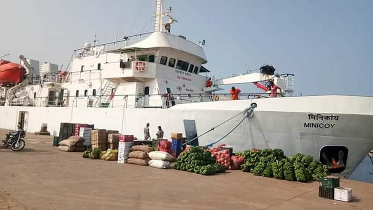 A view of M V Minicoy, a passenger vessel between Mangaluru and Lakshadweep.
