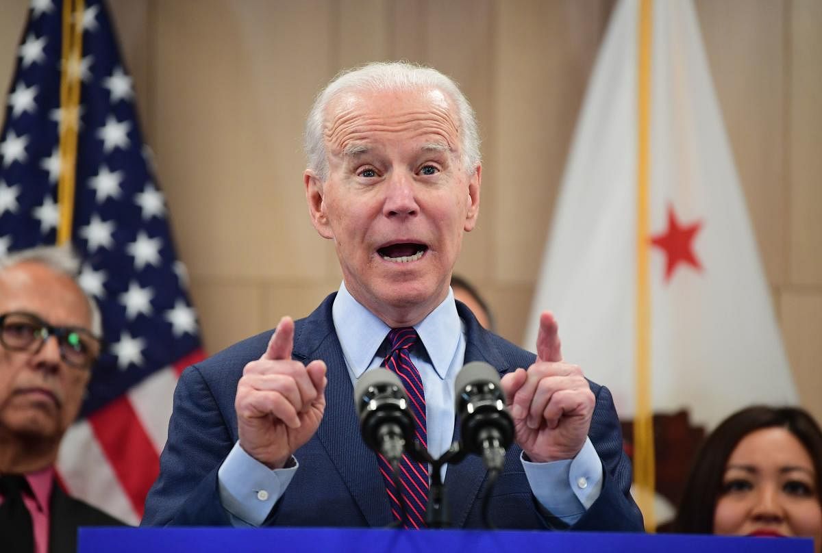  In this file photo Democratic presidential hopeful Joe Biden delivers remarks in Los Angeles, California, March 4, 2020. Credit: AFP Photo
