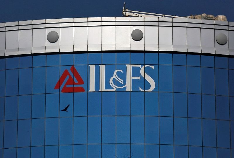 The logo of IL&FS (Infrastructure Leasing and Financial Services Ltd.) installed on the facade of a building at its headquarters in Mumbai. (Reuters Photo)