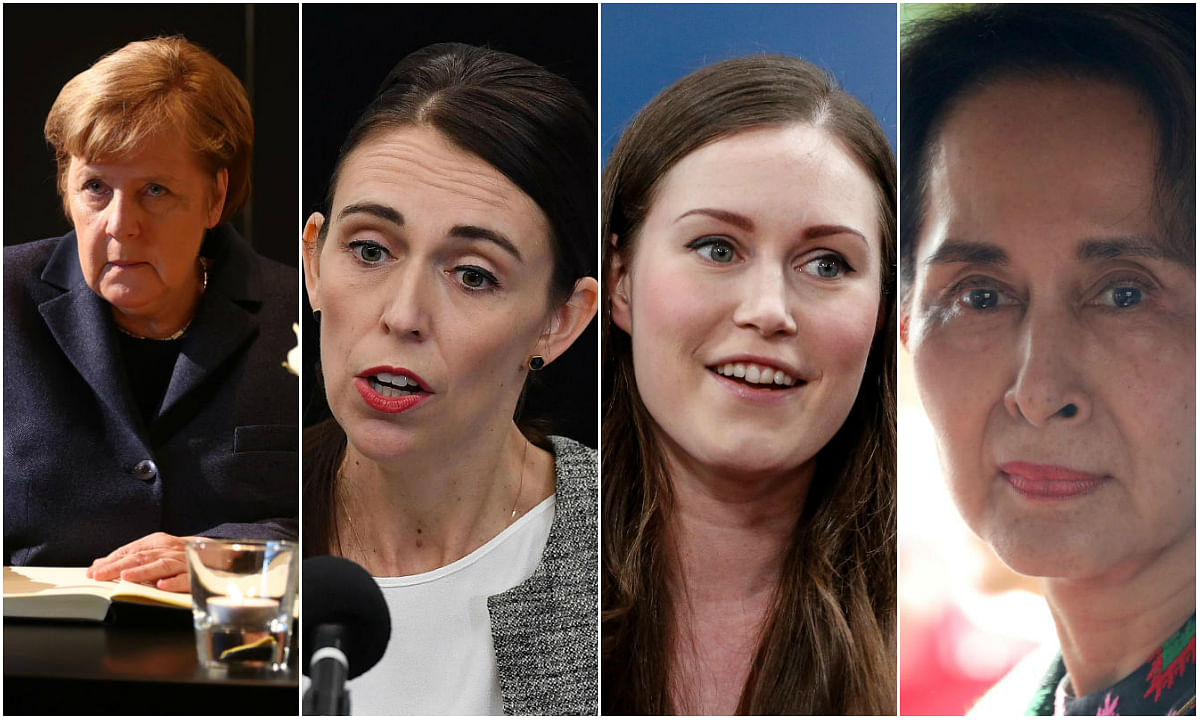 (Left to Right) Angela Merkel is the chancellor of Germany, Jacinda Ardern is the Prime Minister of New Zealand, Sanna Marin is Finland’s youngest-ever prime minister, Aung San Suu Kyi is the State Counsellor and Minister of Foreign Affairs. 