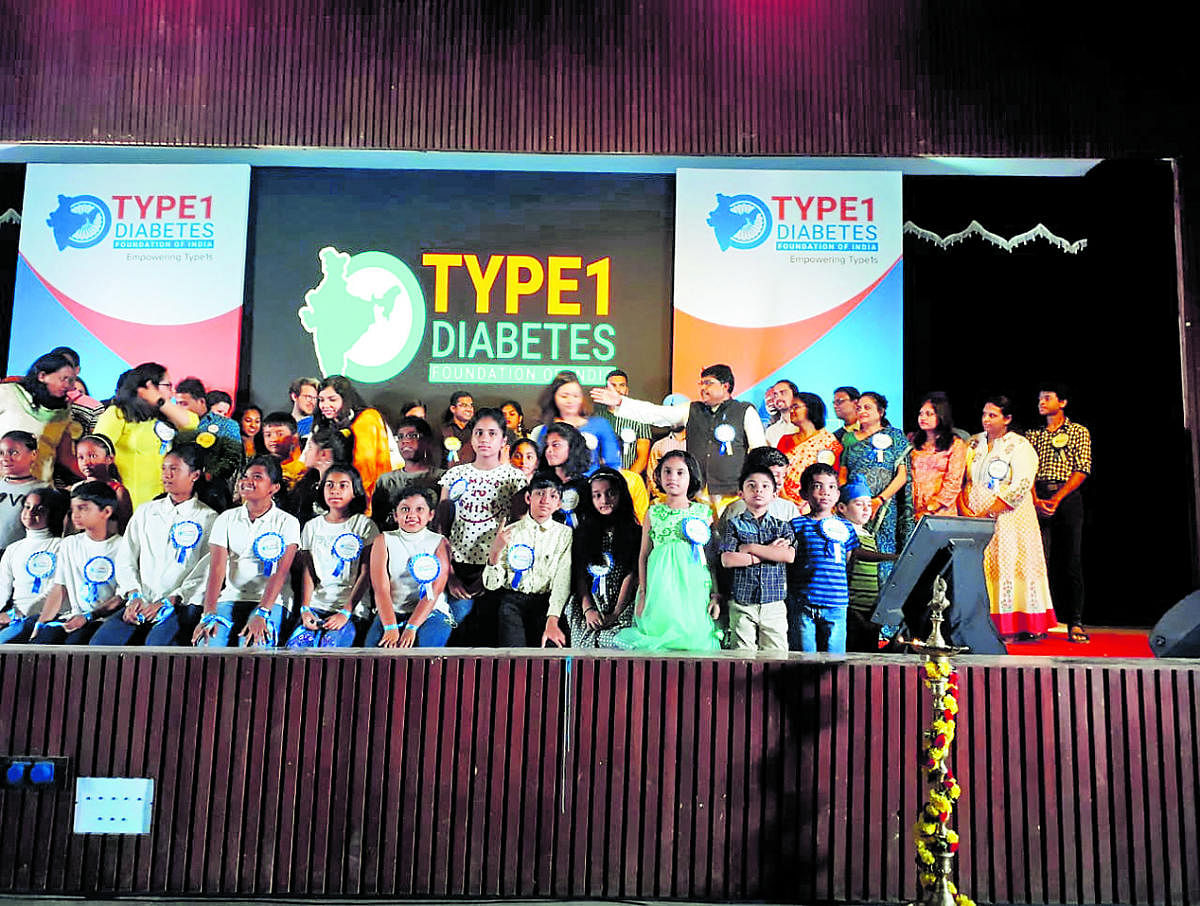 Gathering at the launch of Type-1 Diabetes Foundation of India, in Bengaluru; (below) Apoorva Gomber empowers those with the condition.
