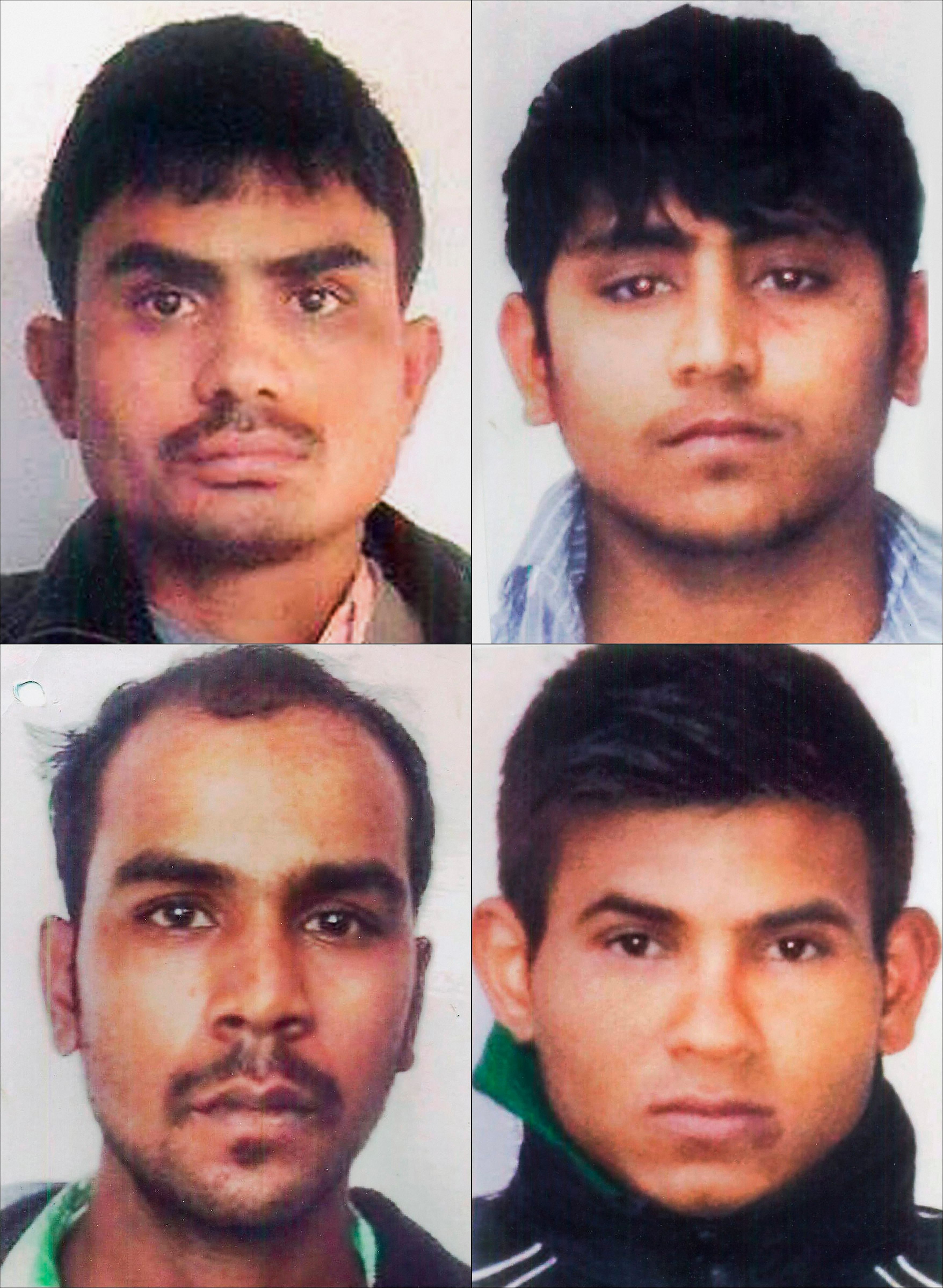 irbhaya gang rape case convicts, clockwise from top left, Akshay Thakur, Pawan Gupta, Mukesh Singh and Vinay Sharma. (Credit: PTI)