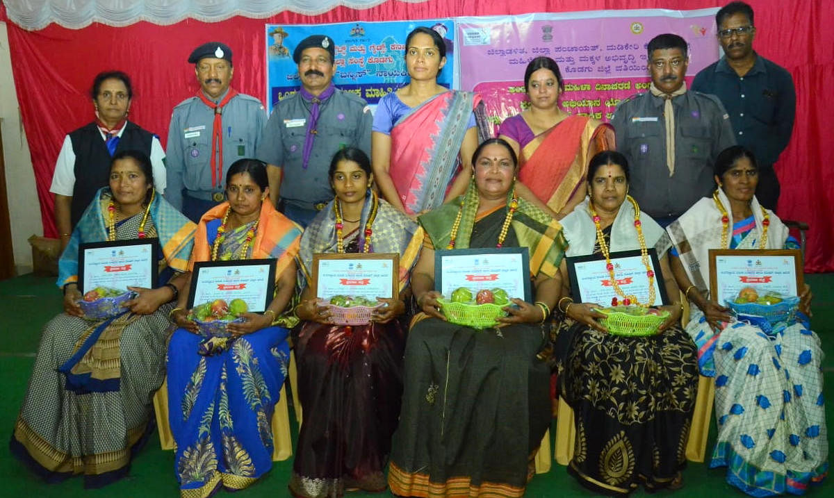 Achievers from various fields were felicitated during Poshan Abhiyan programme in Madikeri on Tuesday.