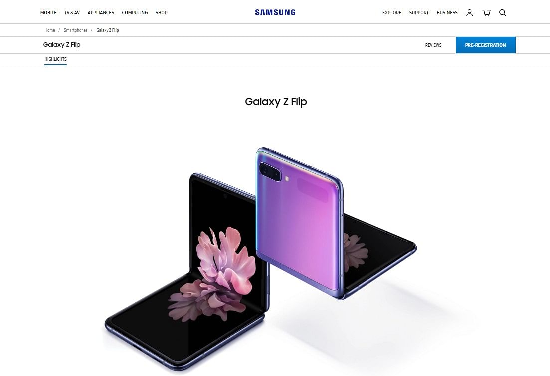 Samsung Galaxy Z Flip registration page goes live in India (Credit: Samsung India website)