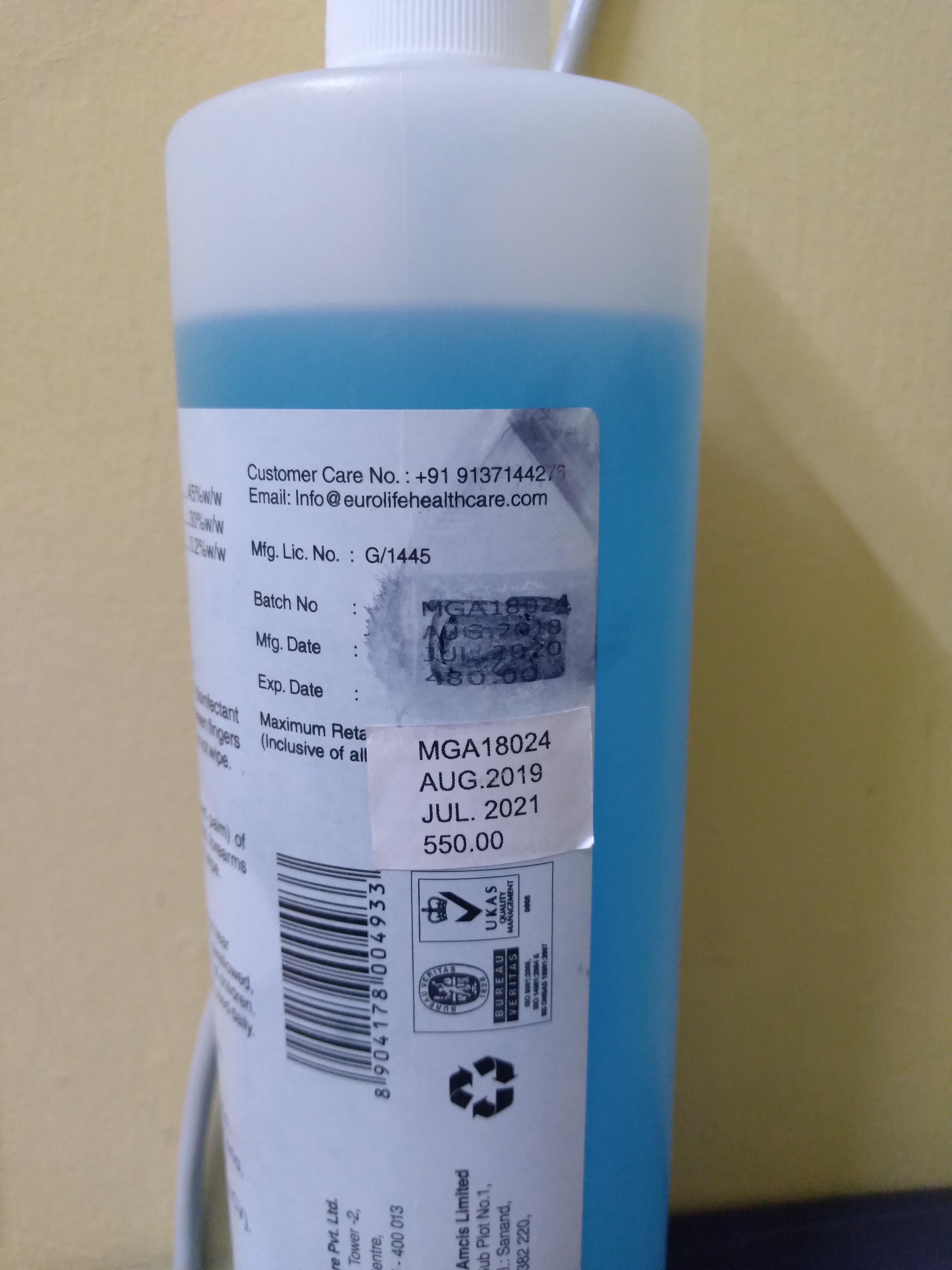 One such bottle with the tampered label. Photo: Reddit