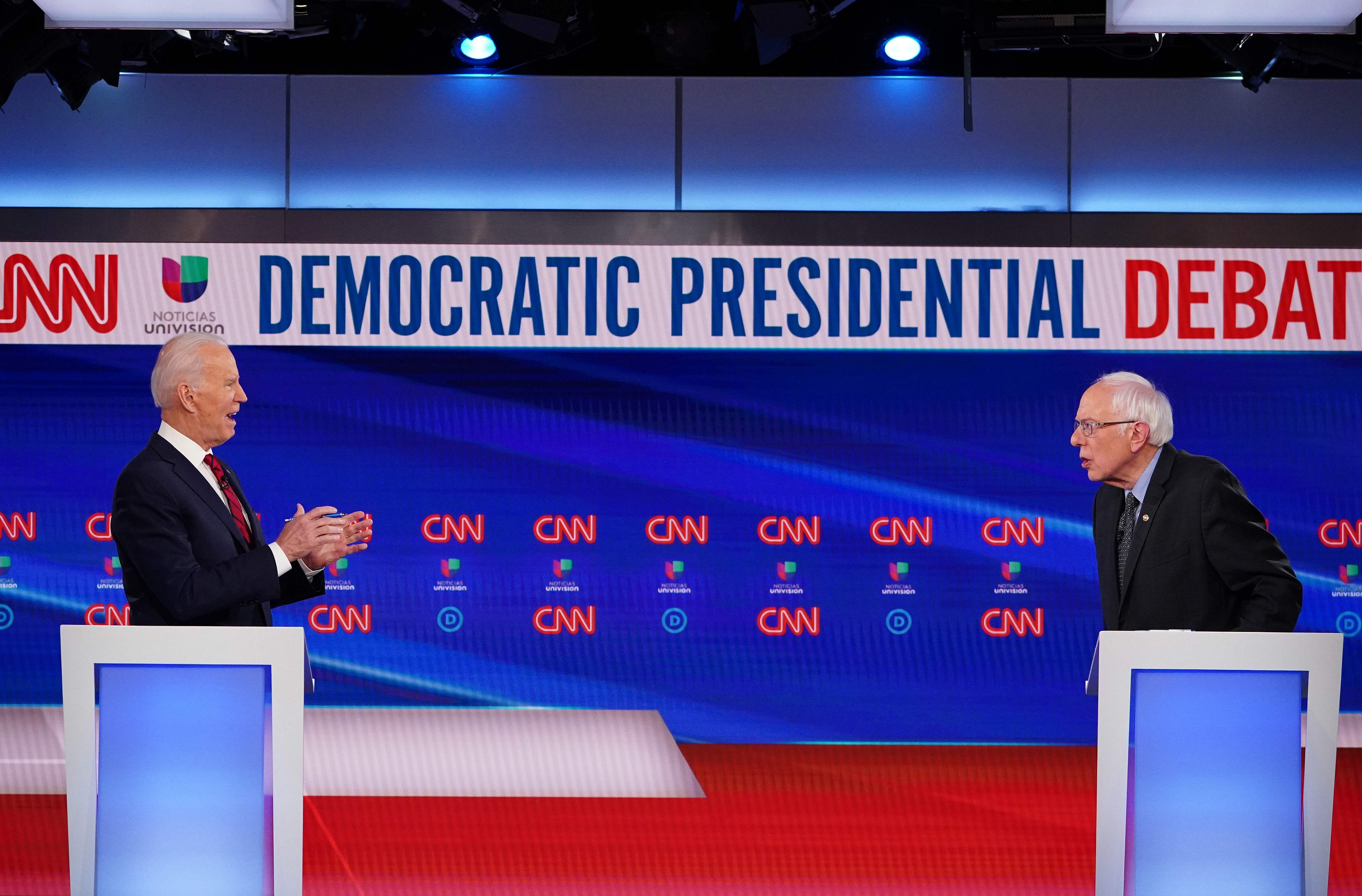 Democratic presidential hopefuls former US vice president Joe Biden and Senator Bernie Sanders. (AFP Photo)