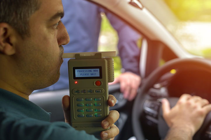 Driver due to being subject to test for alcohol content with use of breathalyzer (iStock image for representation)