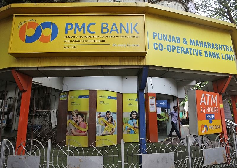 A man walks out from a PMC (Punjab and Maharashtra Co-operative) Bank branch in Mumbai, India. (Reuters Photo)