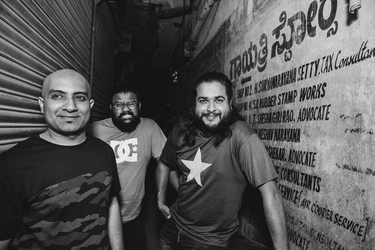 The band hopes to see more music venues and busking zones in the city. (From left) Snehal Pinto, Sylvester Pradeep and Joel Rozario.
