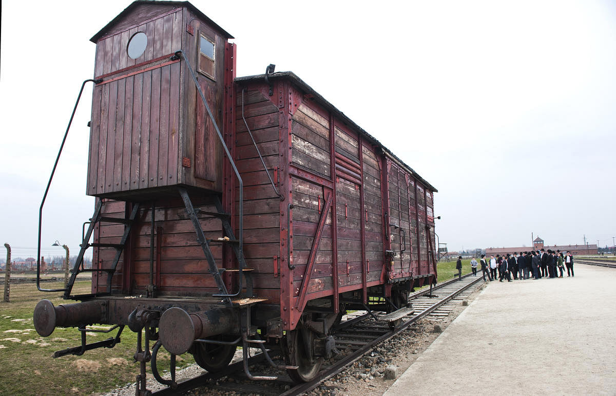 The cattle-wagon on which the victims were brought to Auschwitz