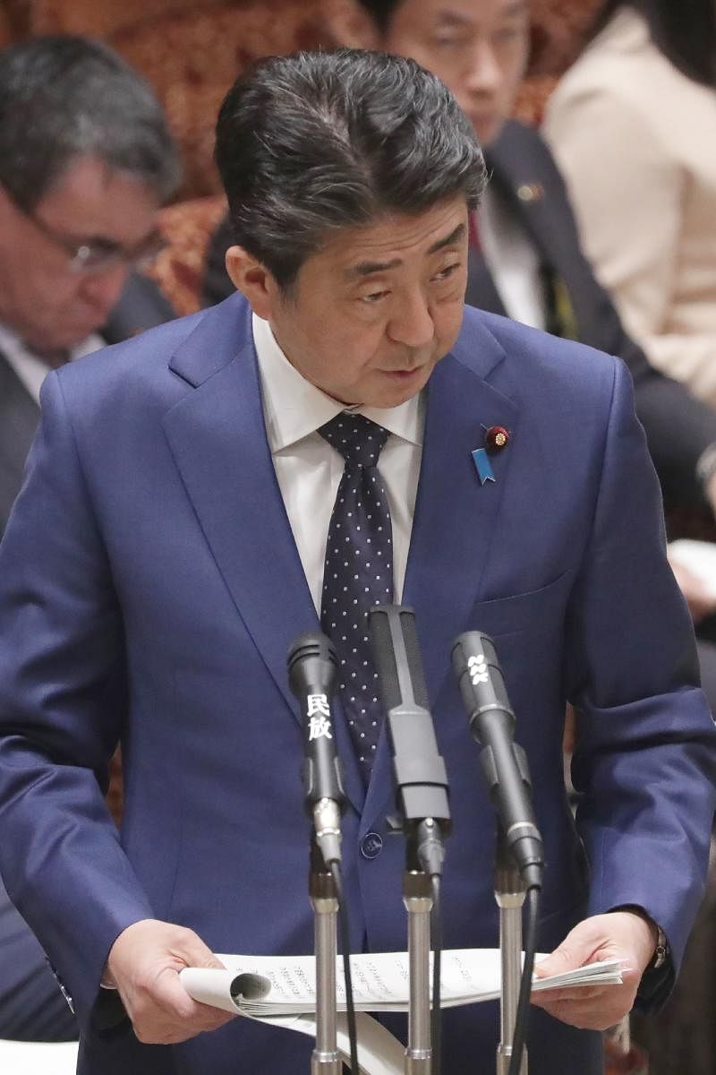 Japanese Prime Minister Shinzo Abe addresses Parliament in Tokyo. AFP