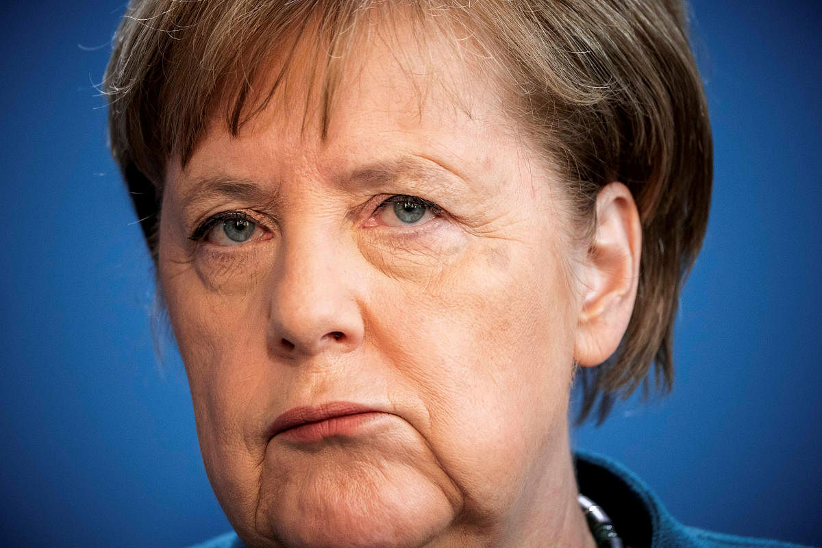 German Chancellor Angela Merkel's initial test for coronavirus came back negative. (Reuters Photo)