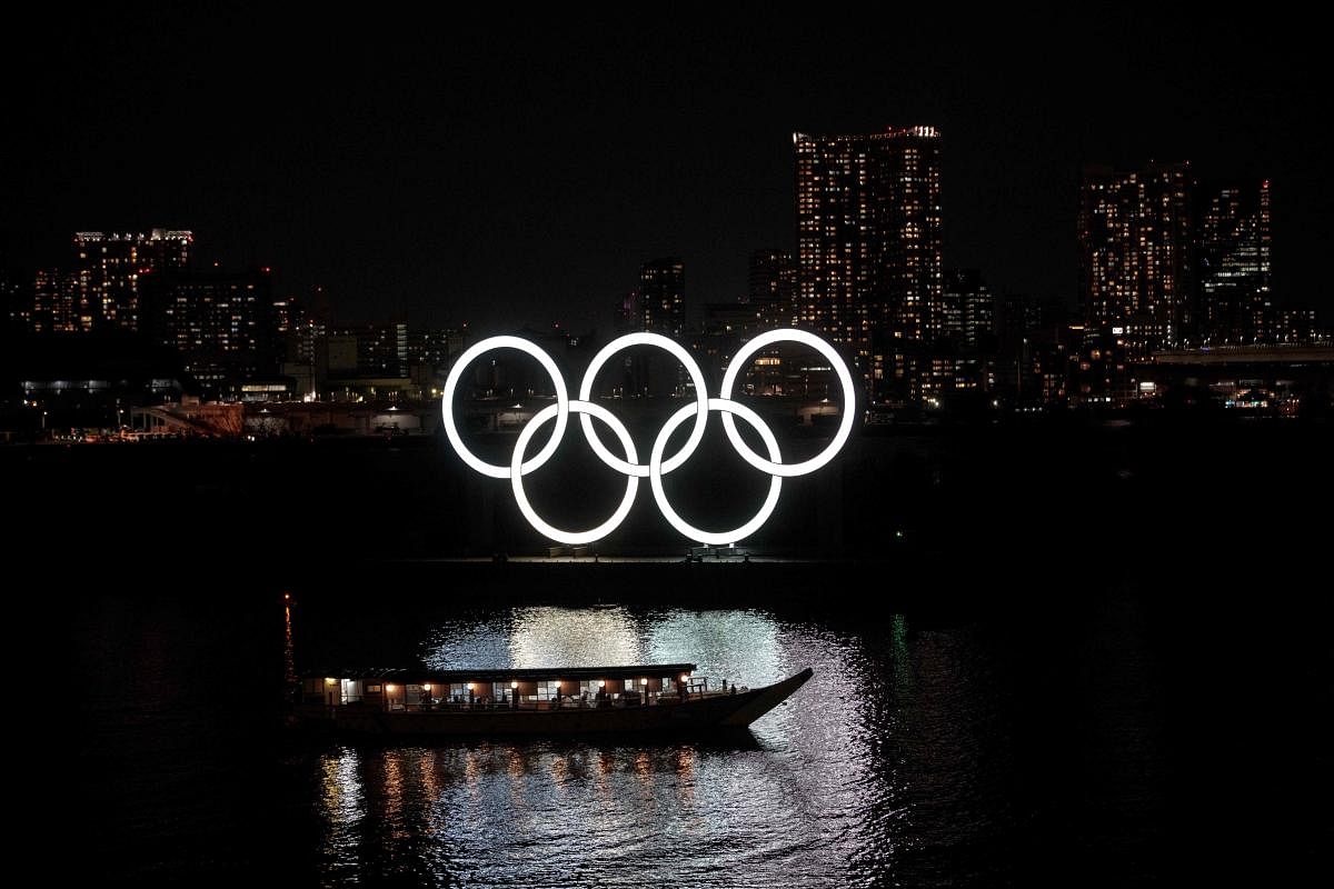 The Olympic rings are seen at Tokyo (AFP Photo)