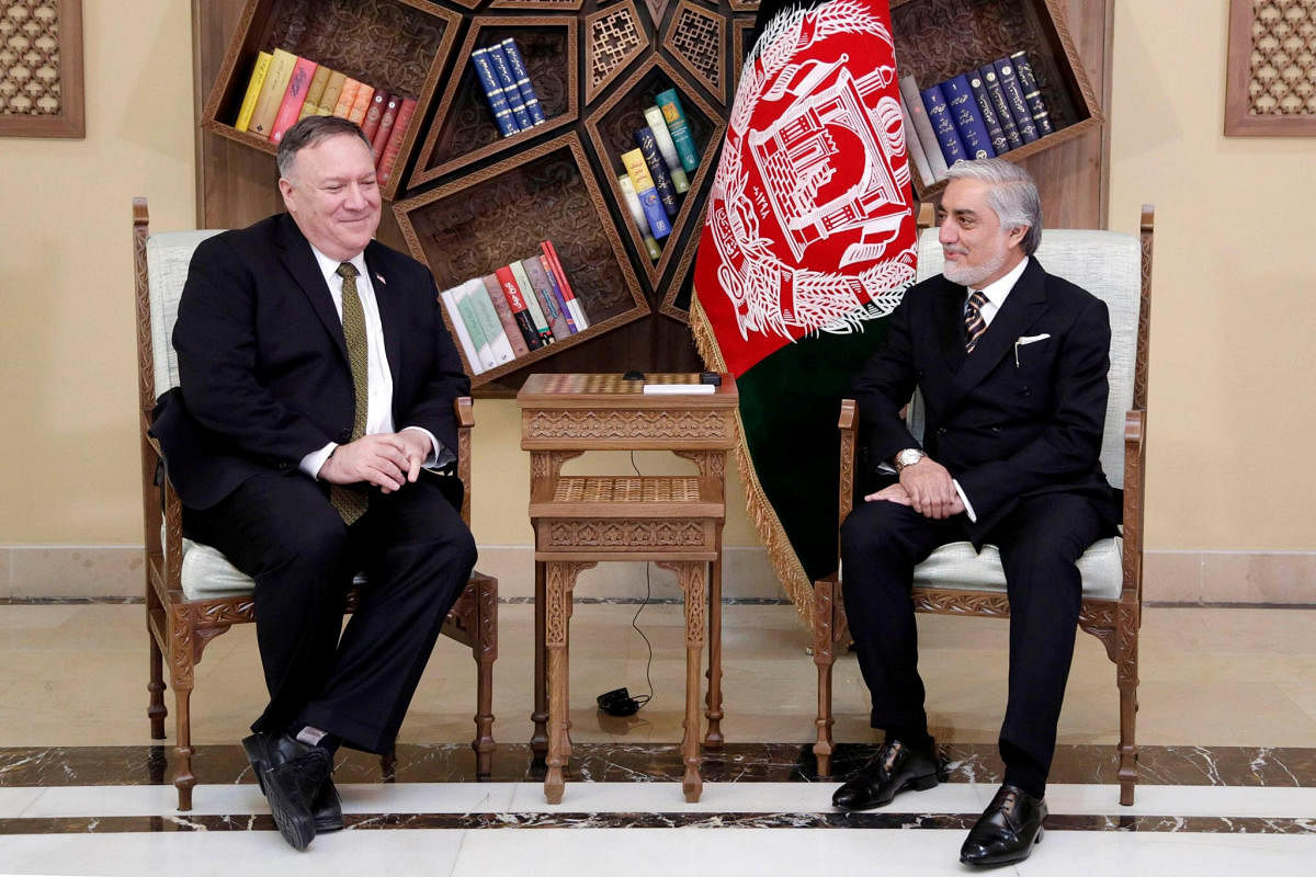 Afghanistan's Abdullah Abdullah, President Ashraf Ghani's political rival, meets with U.S. Secretary of State Mike Pompeo in Kabul, Afghanistan (Reuters File Photo)