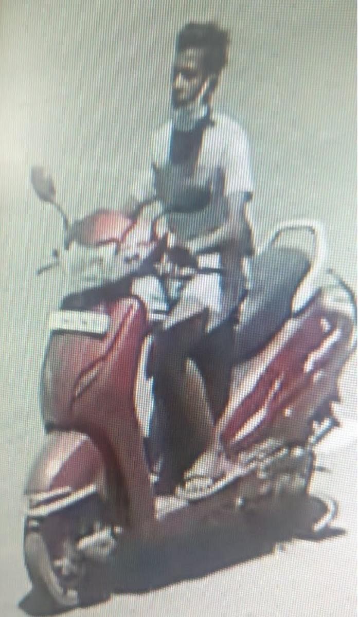 A CCTV grab of the miscreant escaping with Kusha's scooter.