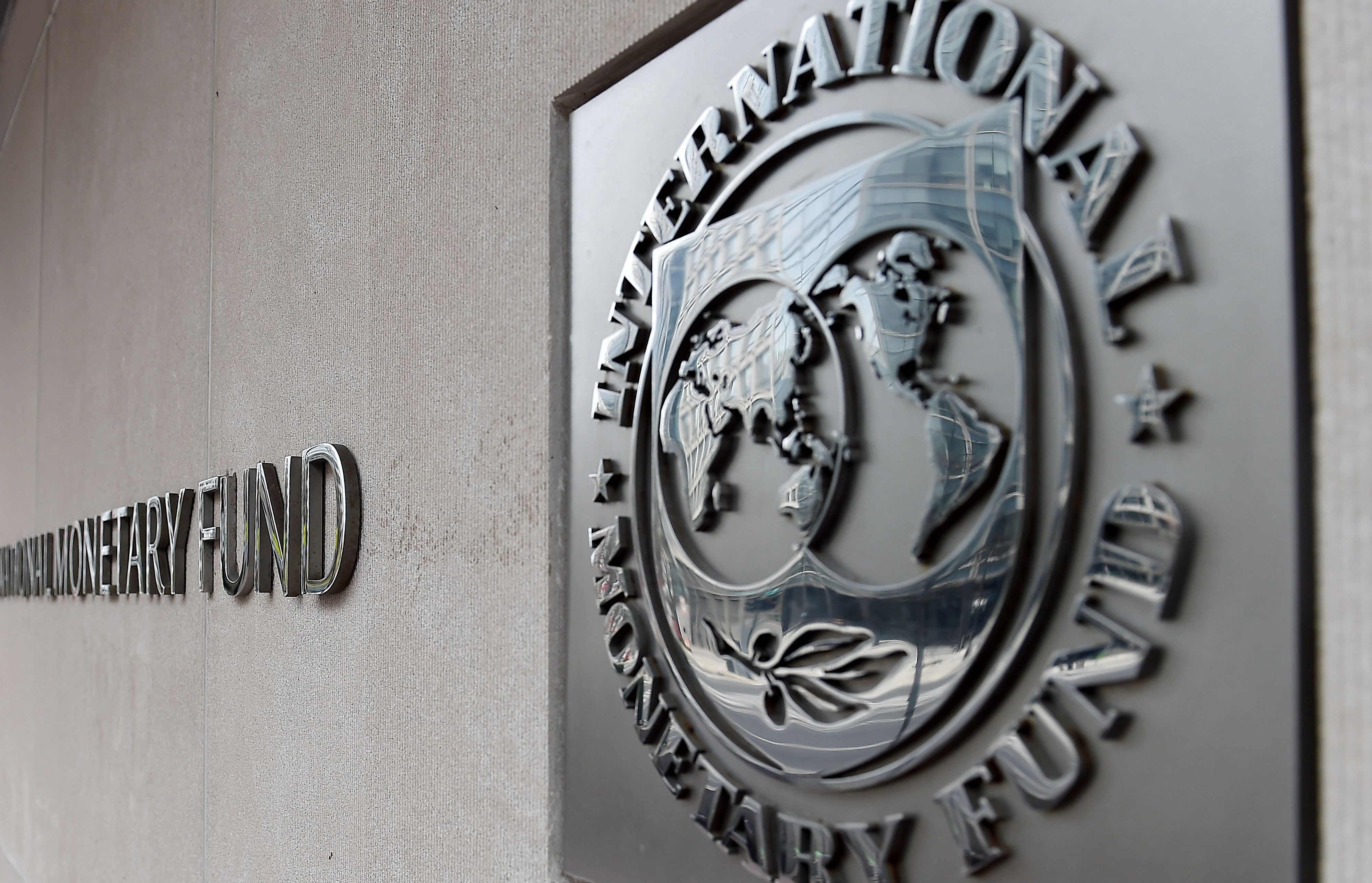 n exterior view of the building of the International Monetary Fund (IMF), with the IMG logo, is seen in Washington, DC. (Credit: AFP)