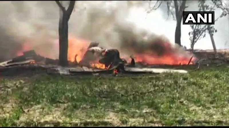 According to reports, the pilot of the Jaguar fighter aircraft bailed out before the crash. ANI Photo.