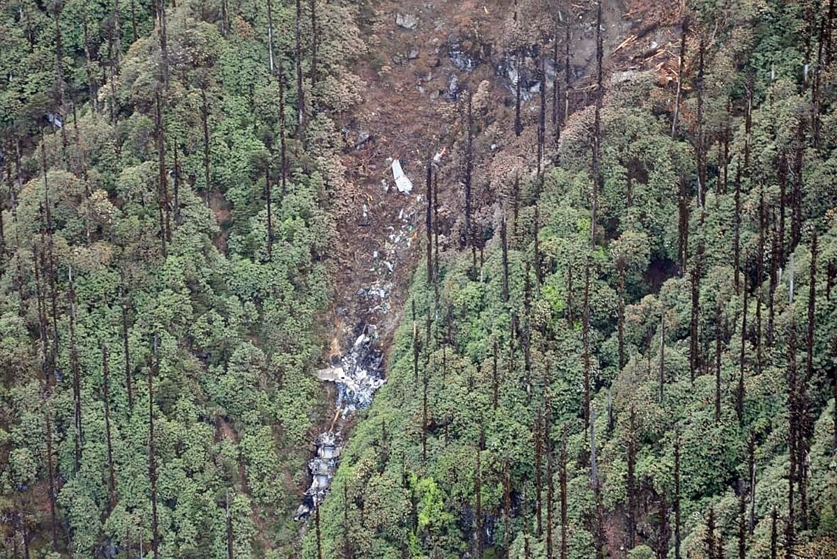 This handout photo released by the Indian Air Force (IAF) on June 14, 2019 shows the wreckage of the IAF AN-32 aircraft, about 16 km north of Lipo in Arunachal Pradesh. (Photo AFP)