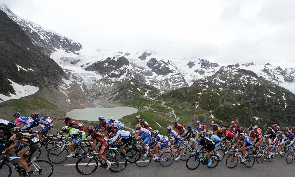  In this file photo taken on June 17, 2010 the pack rides during the sixth stage Meringen - La Punt of the Tour de Suisse cycling race. Credit: AFP Photo