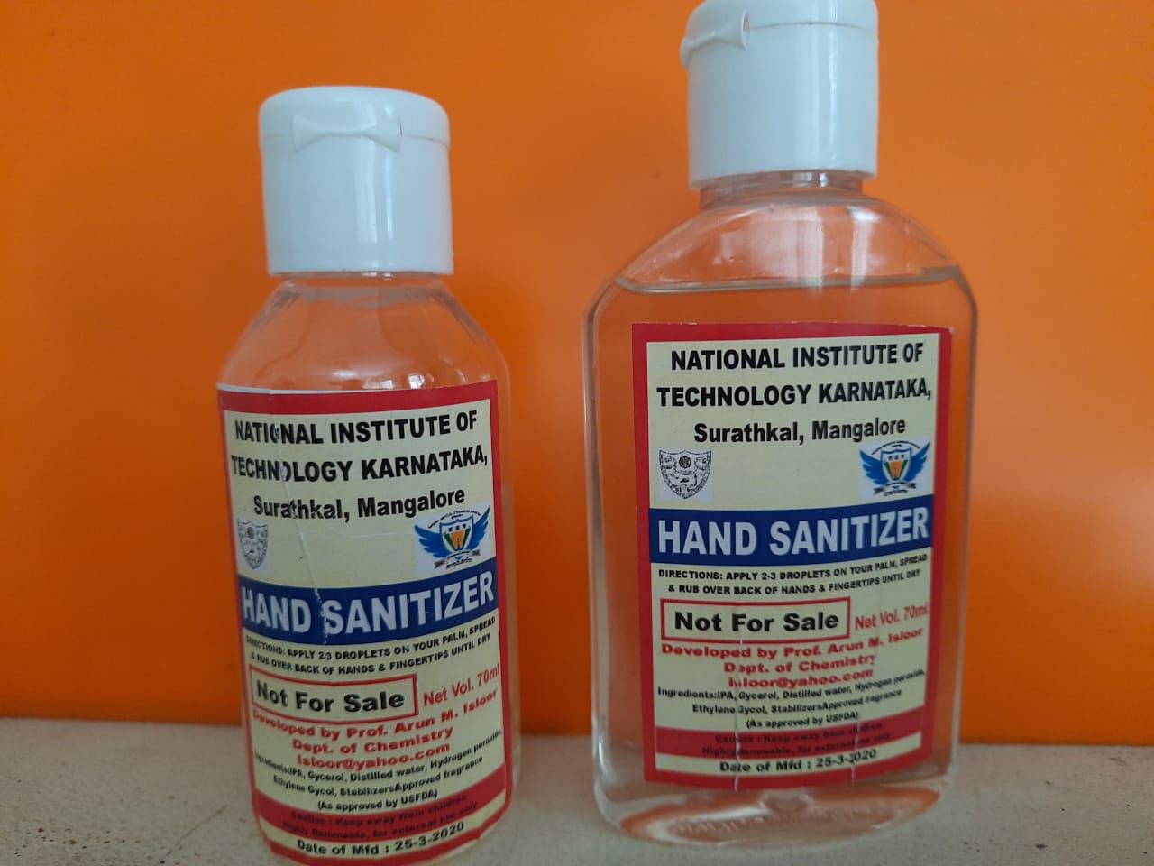 Hand sanitizer (Twitter/@surathkal_nitk)