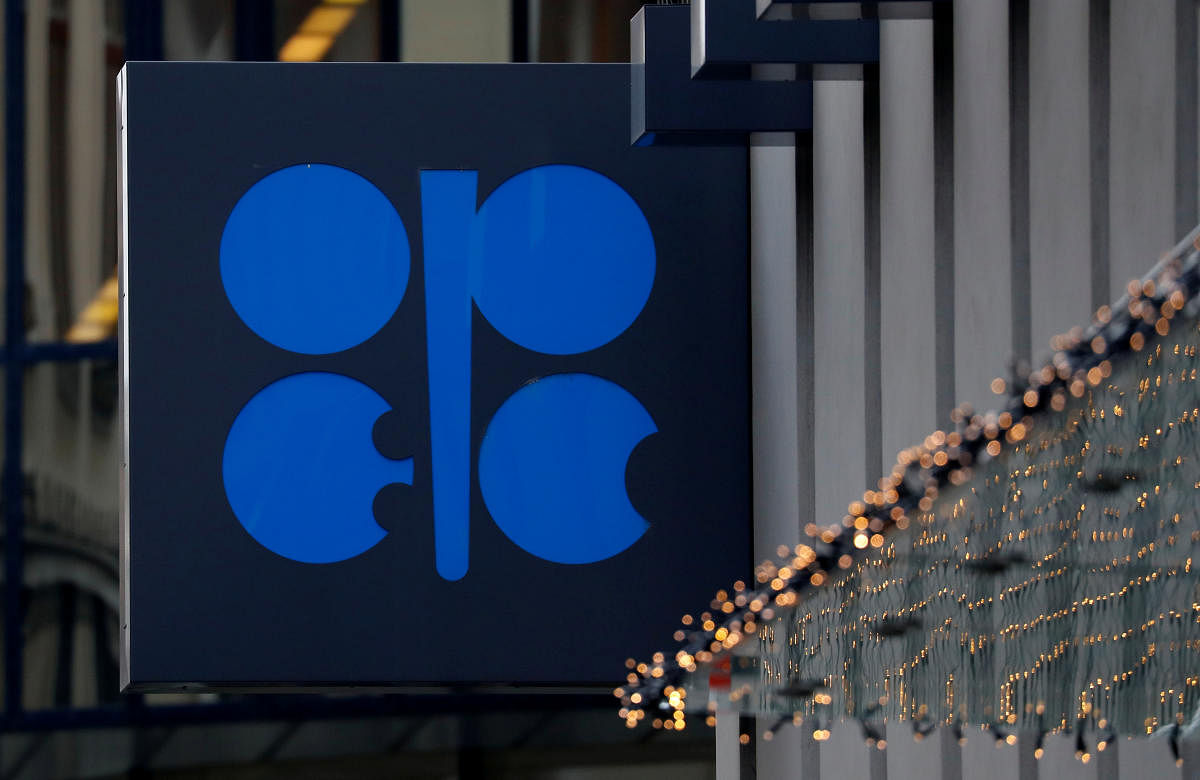 The logo of the Organisation of the Petroleum Exporting Countries (OPEC) sits outside its headquarters in Vienna. Credit: Reuters Photo