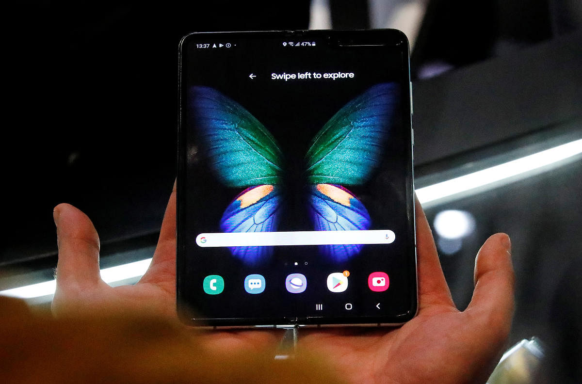 The Samsung Galaxy Fold 5G phone (Photo by Reuters)