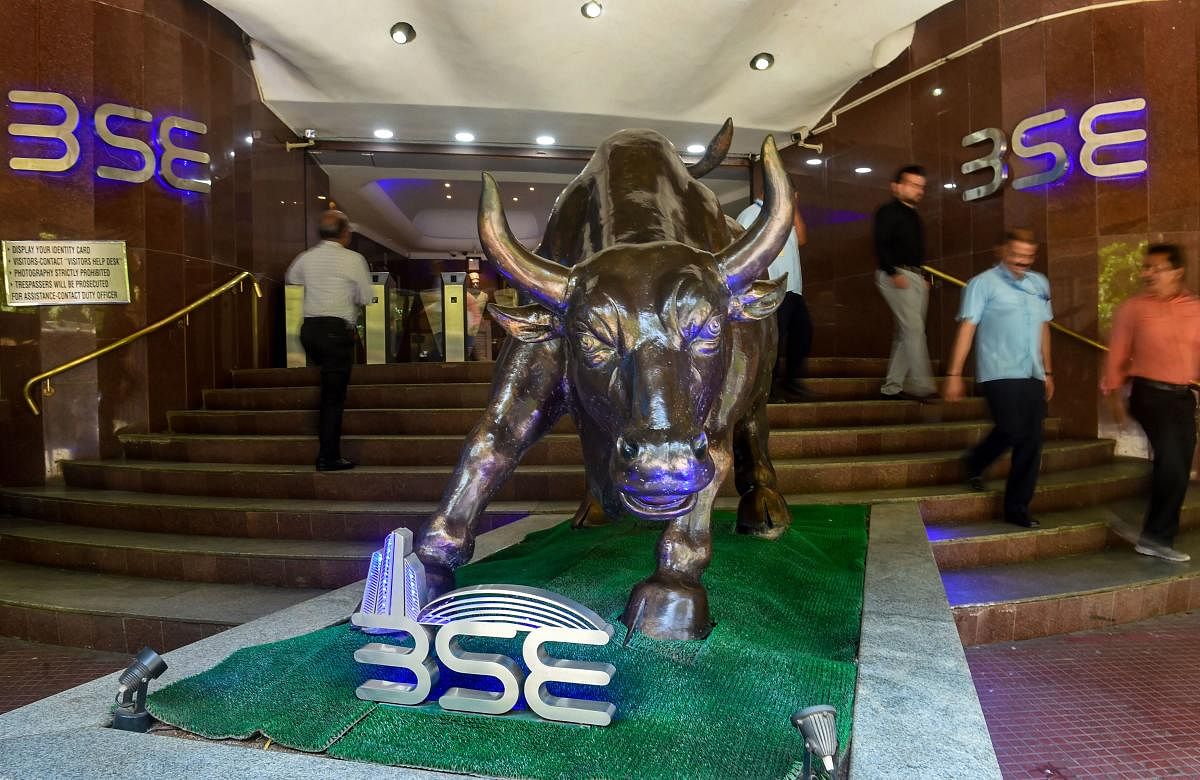 The statue of the bull at the BSE building (PTI Photo)
