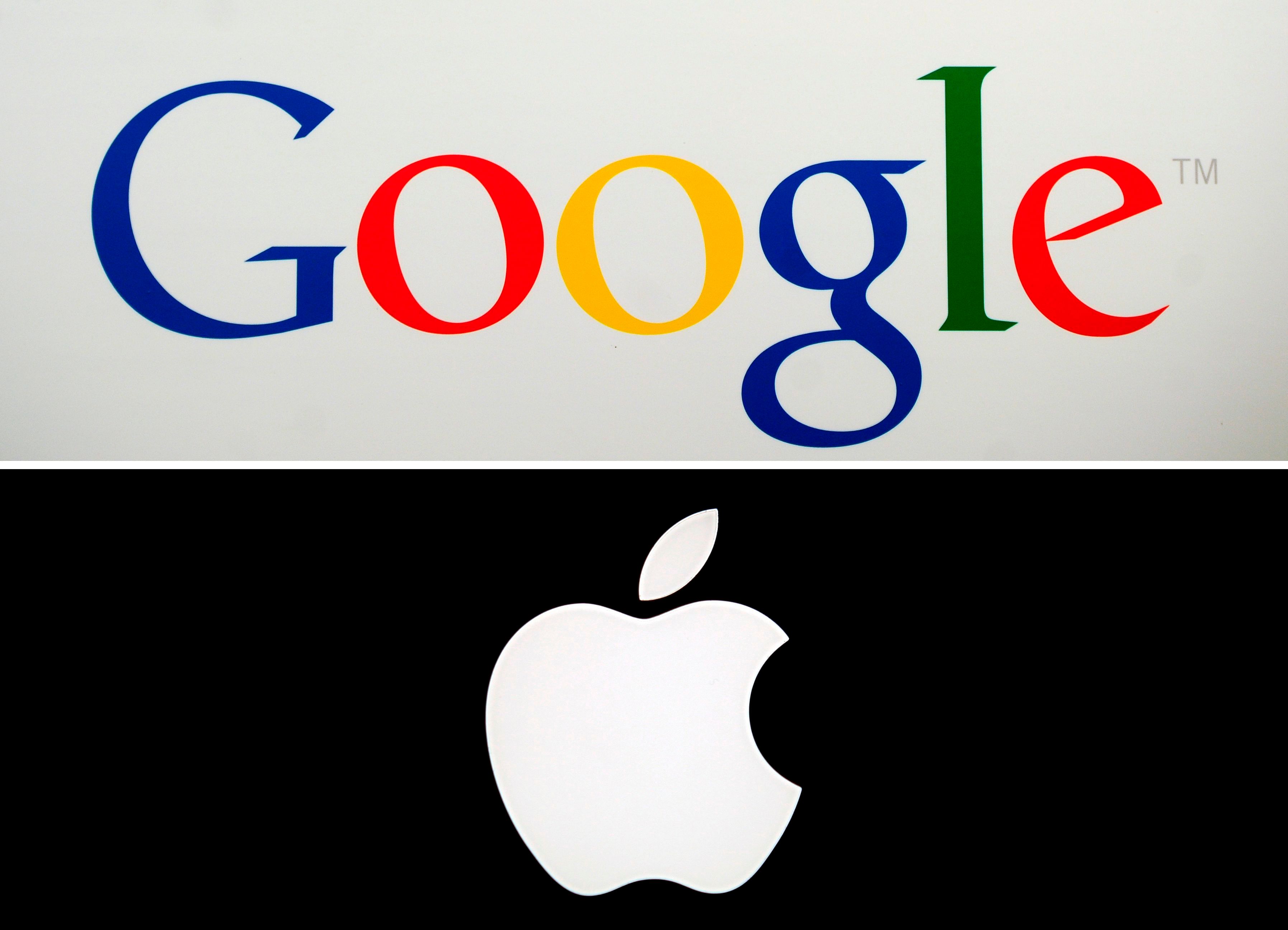 The two Silicon Valley companies make the world's dominant smartphone operating systems for iPhones and Android devices. (Credit: AFP Photo)