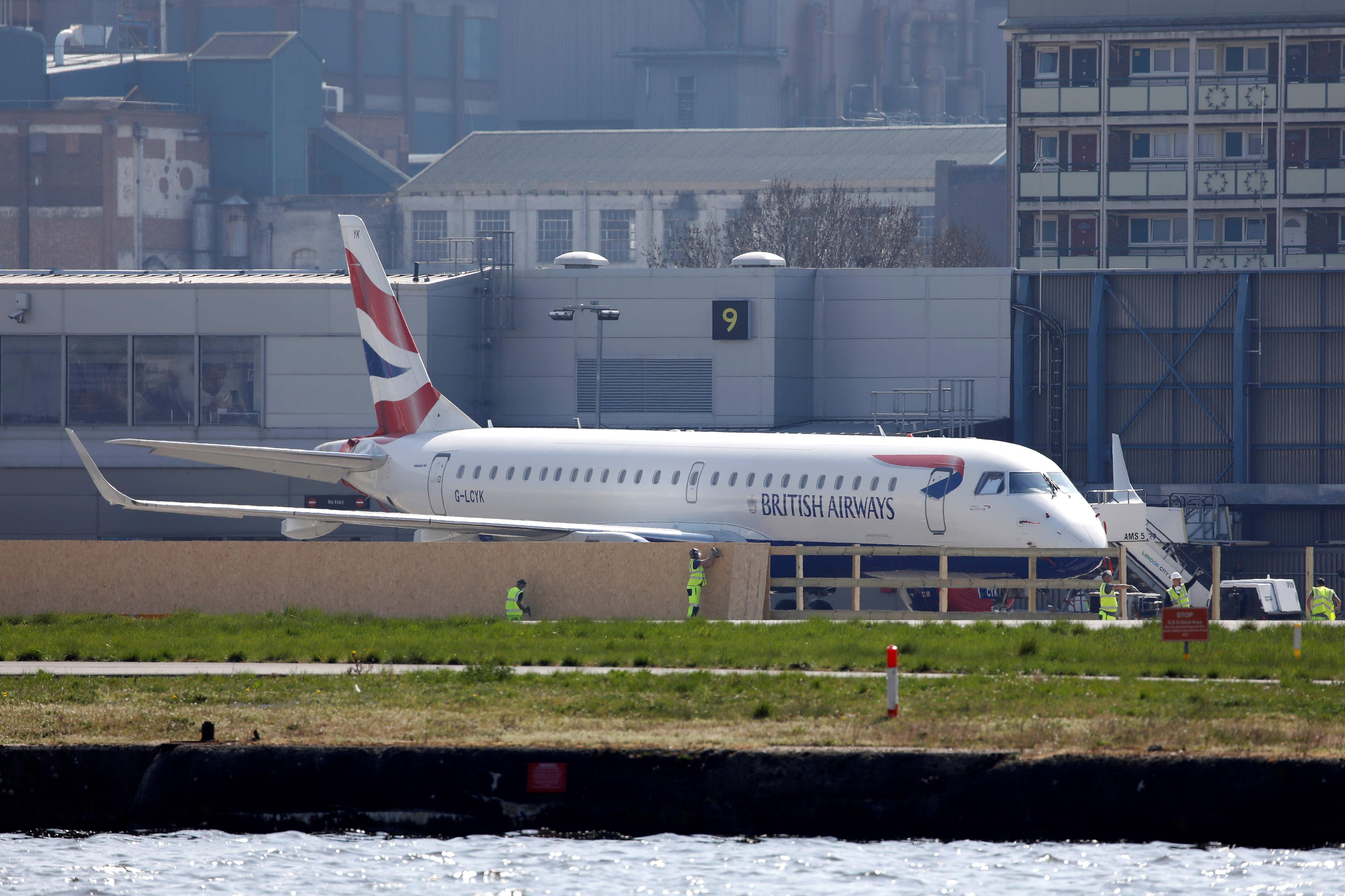 A British Airways plane is parked at London City Airport in London. (AFP Photo)