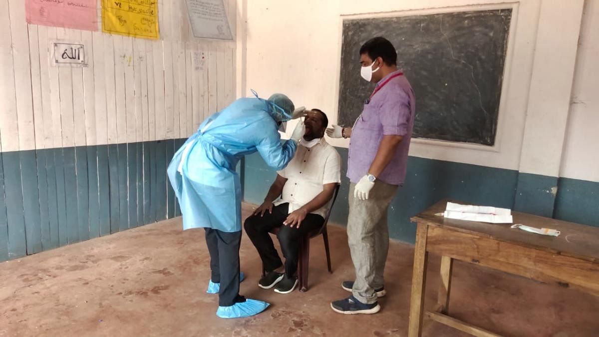 The throat swab of MLA U T Khader was collected at Chembugudde.