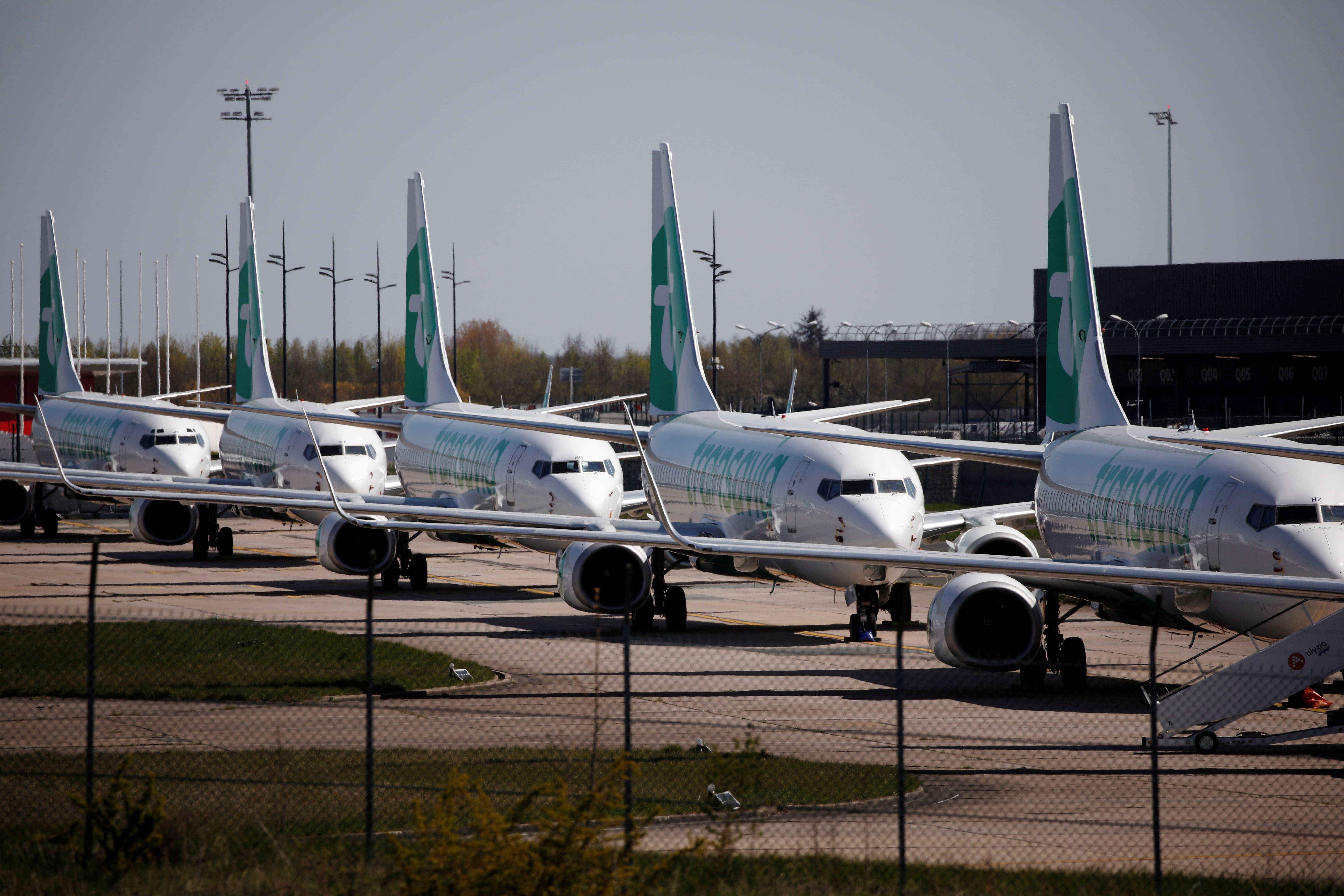 Transavia Boeing 737 aircrafts are parked on the tarmac at Orly Airport following the coronavirus disease (COVID-19) outbreak in France April 4, 2020. (Credit: Reuters Photo)