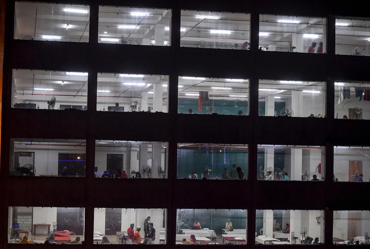 Patients receive treatment at a quarantine centre during nationwide lockdown in the wake of coronavirus pandemic, in Kolkata, Tuesday, April 14, 2020. (PTI Photo)