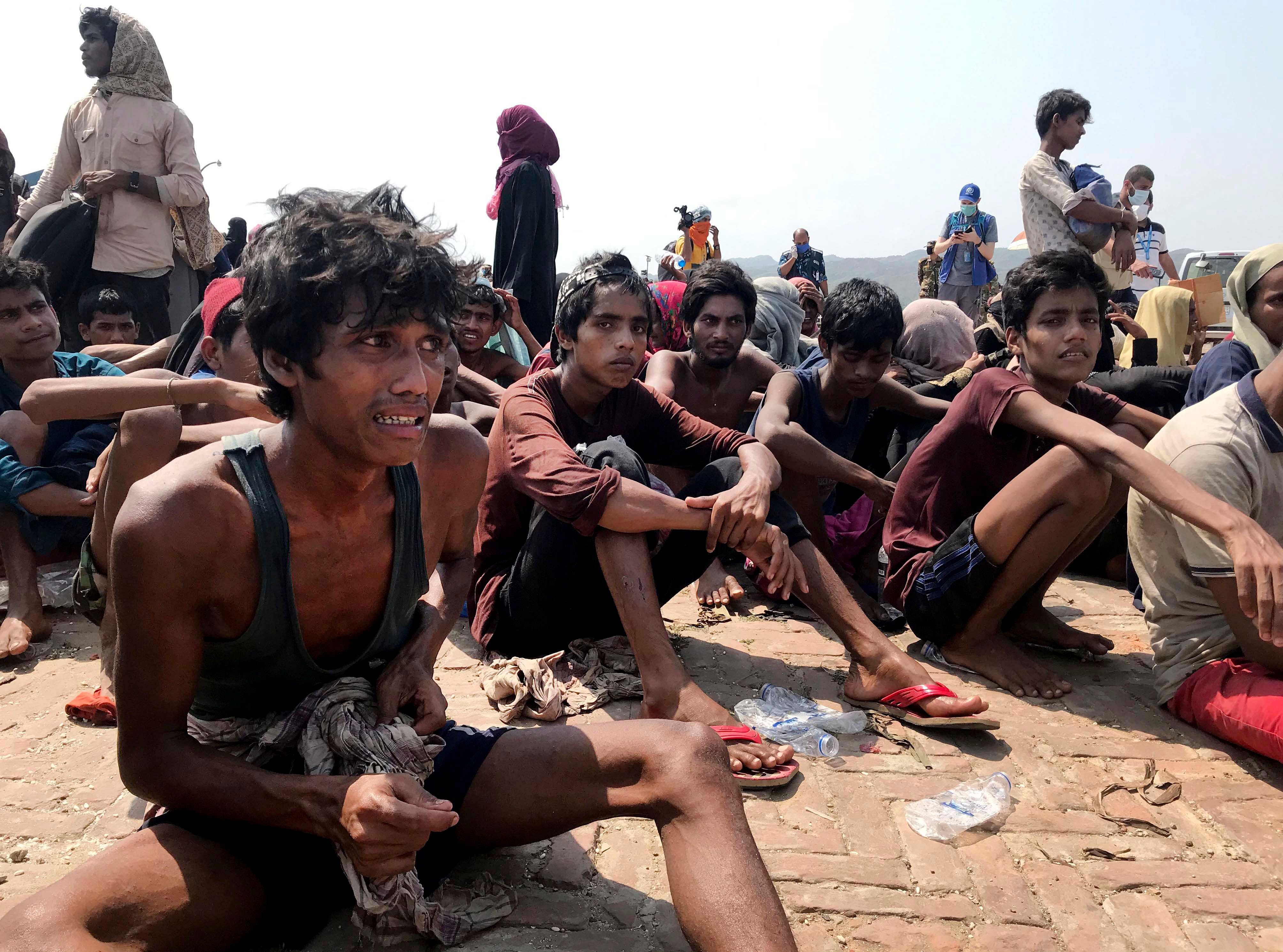 Rohingya refugees react after being rescued in Teknaf near Cox's Bazar, Bangladesh, Thursday, April 16, 2020. (Credit: AP)