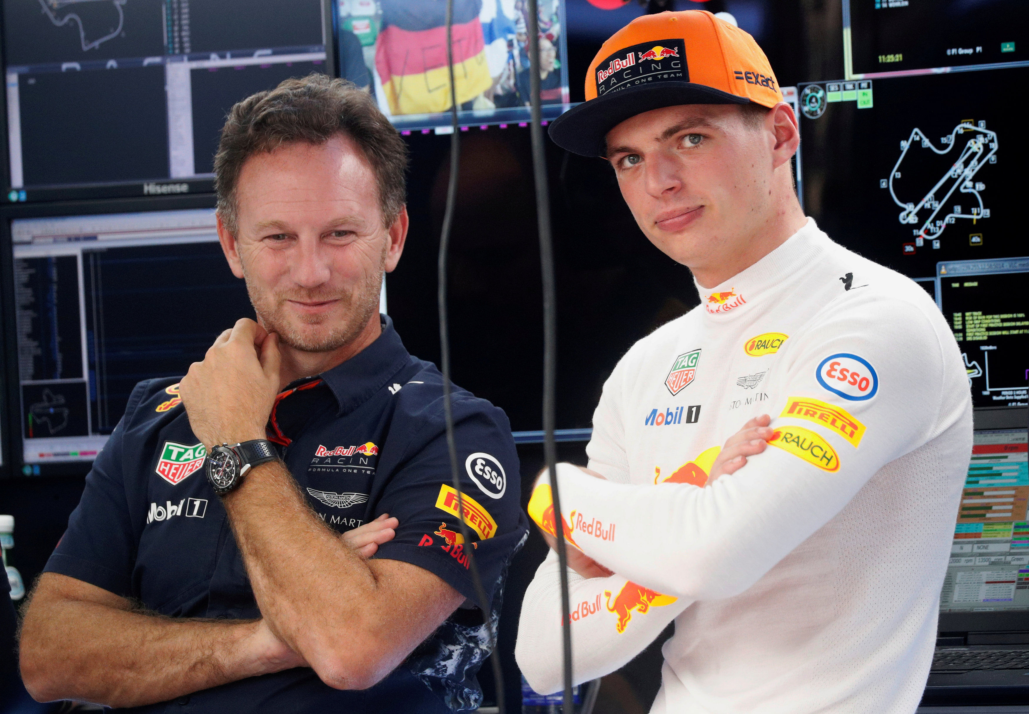 Christian Horner with Max Verstappen. (Credit: Reuters Photo)