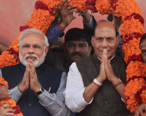 Ending months of speculation, the BJP on Saturday said its prime ministerial candidate Narendra Modi will contest from Varanasi and president Rajnath Singh from Lucknow for the Lok Sabha (LS) polls. PTI File Photo