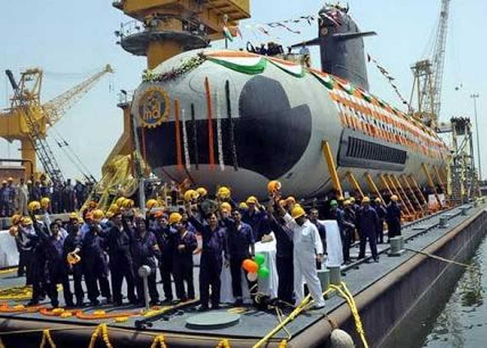 Kalvari, the first of the Scorpene-class submarines,  built at the Mazagon Dock Shipbuilders Ltd Mumbai (MDL), had undergone extensive sea trials. Image courtesy: Twitter
