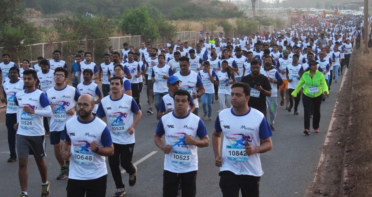 More than 10,000 people, including the differently-abled, took part in the Bengaluru Midnight Marathon on Saturday. File photo