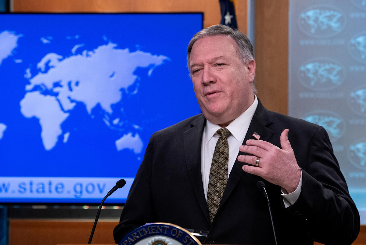 US Secretary of State Mike Pompeo speaks at a press briefing at the State Department in Washington, US, April 22, 2020. Credit: Reuters File Photo
