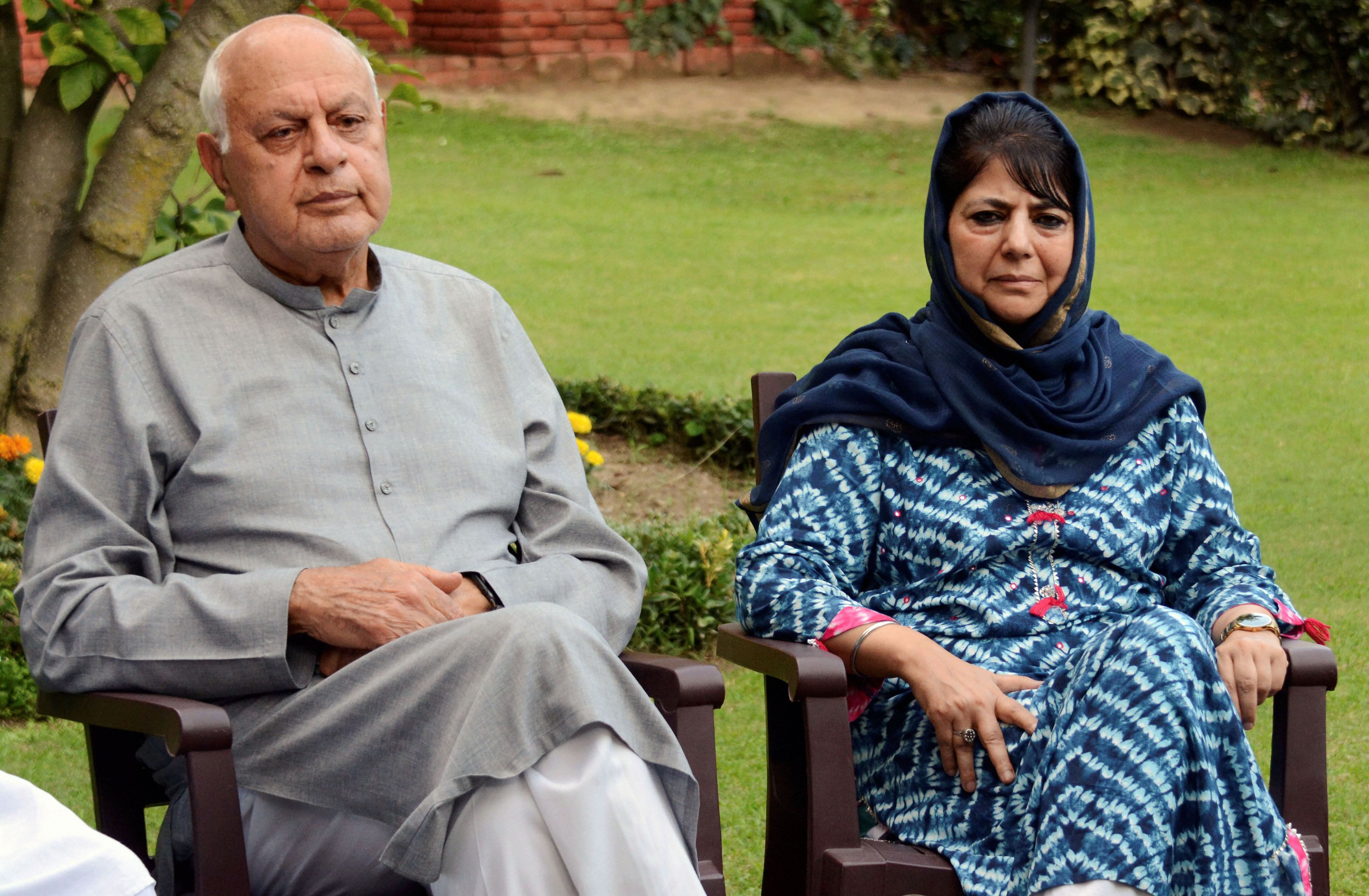 National Conference President Farooq Abdullah and PDP President Mehbooba Mufti. (PTI Photo)