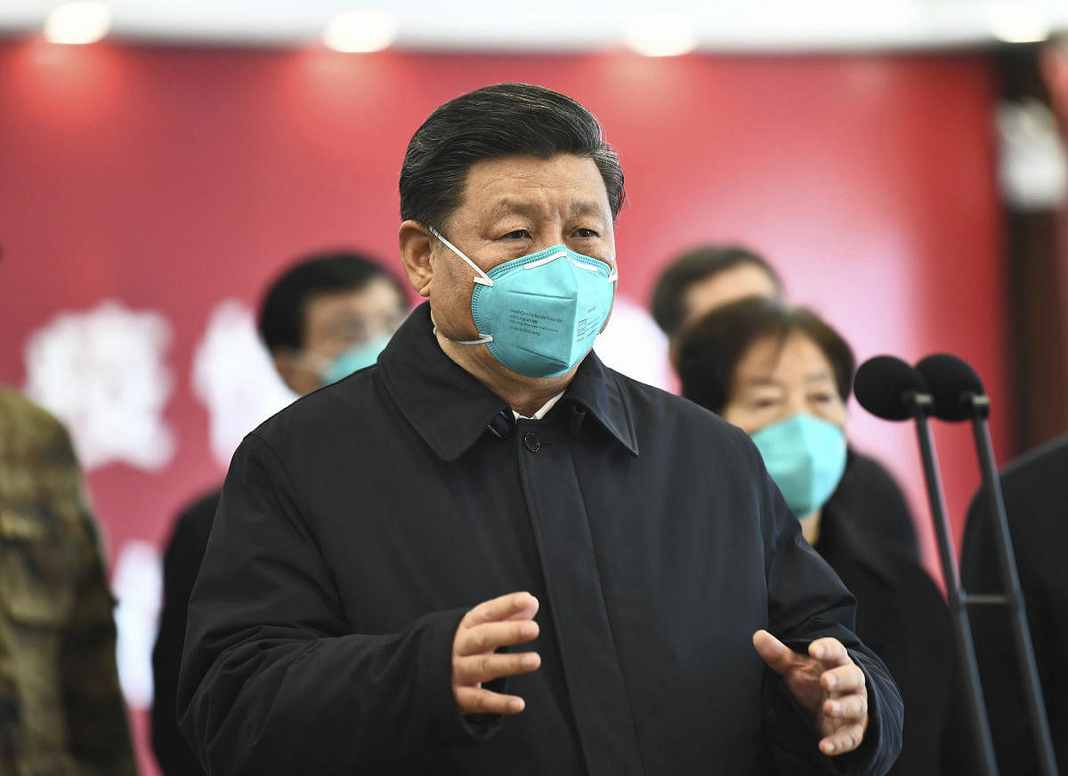  In this photo released by China's Xinhua News Agency, Chinese President Xi Jinping talks by video with patients and medical workers at the Huoshenshan Hospital in Wuhan in central China's Hubei Province, Tuesday, March 10, 2020. Credit: AP Photo